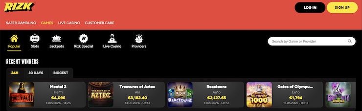 Rizk Casino gives away free spins as a no deposit bonus for new players.